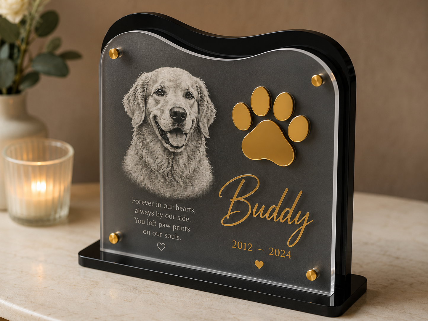 Personalized Layered Acrylic Pet Memorial