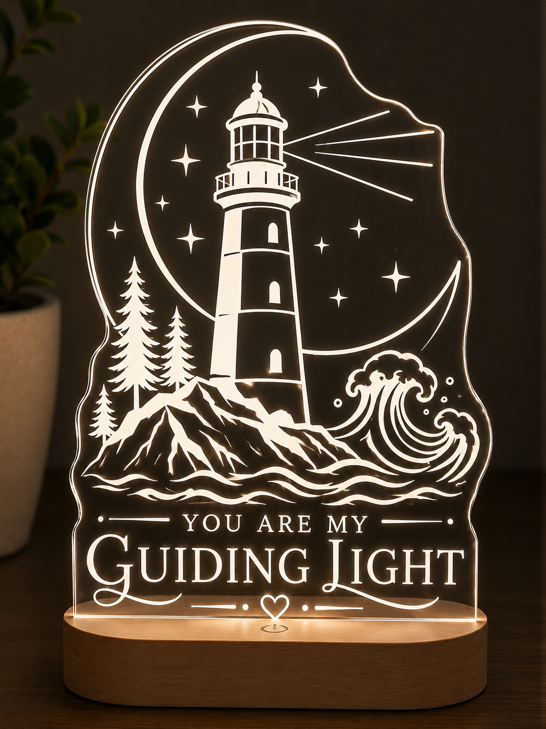 You Are My Guiding Light LED Acrylic Lamp – Lighthouse Gift