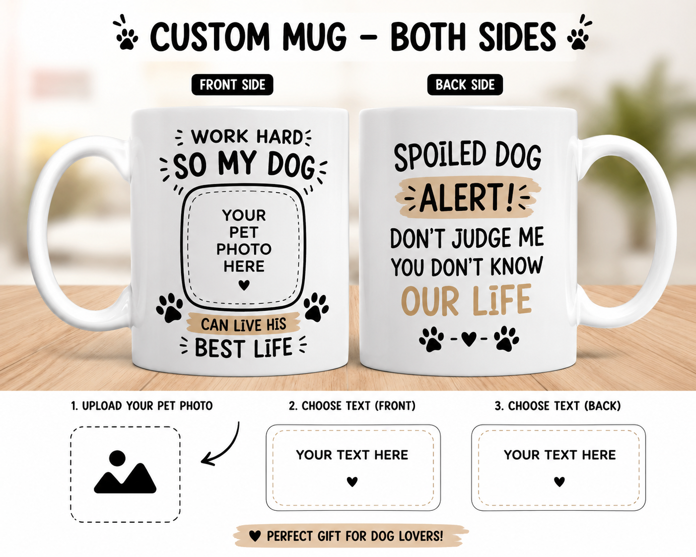 Personalized Pet Photo Mug – Custom Dog & Cat Mug with Name