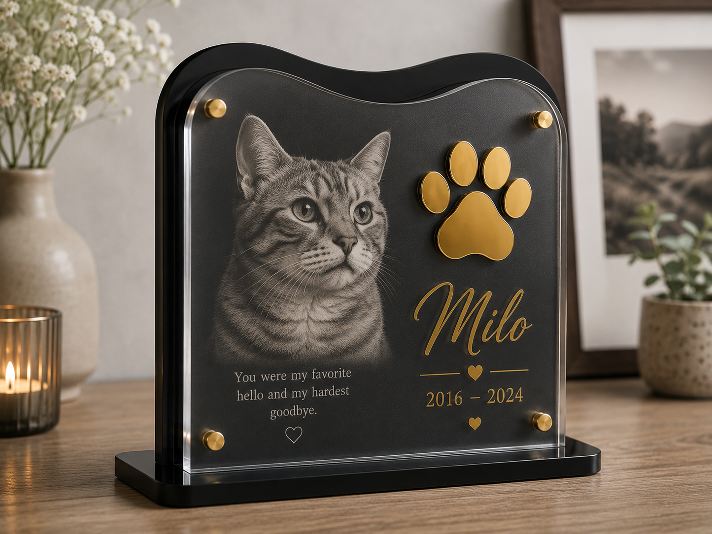 Personalized Layered Acrylic Pet Memorial