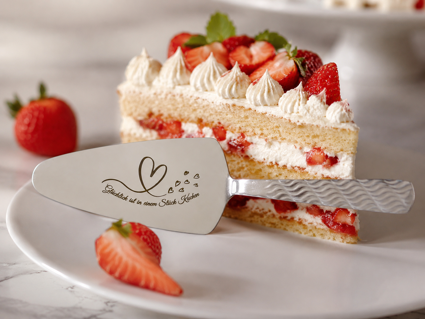 Personalized Cake Server Silver– Engraved Stainless Steel Wedding Gift