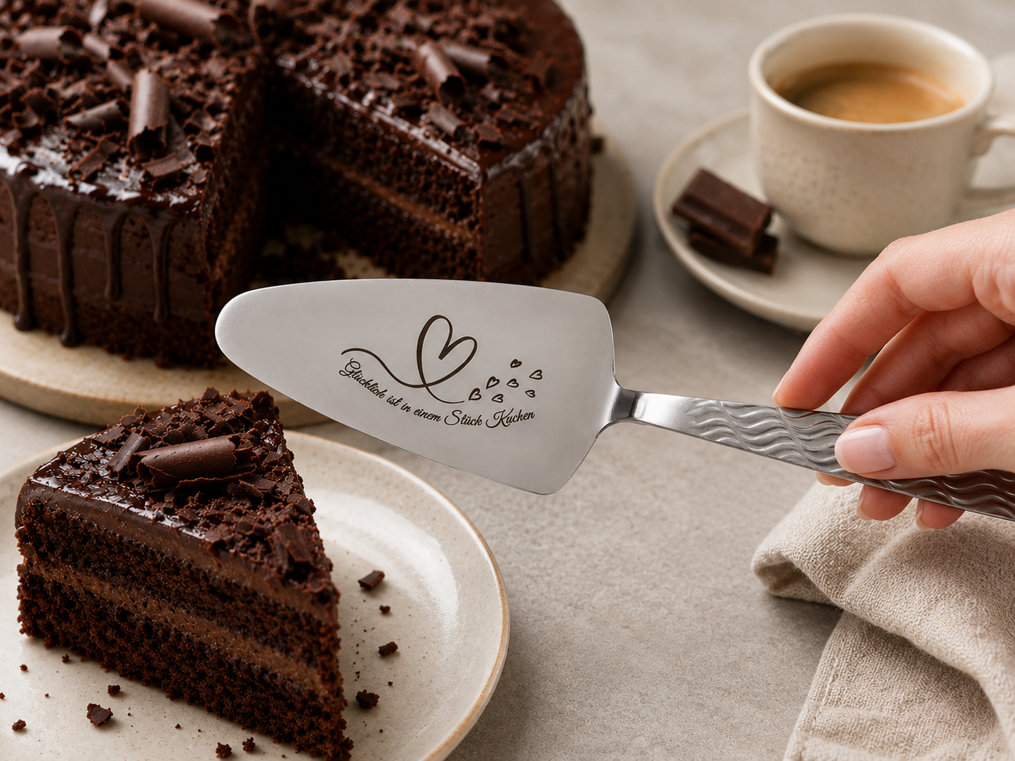 Personalized Cake Server Silver– Engraved Stainless Steel Wedding Gift