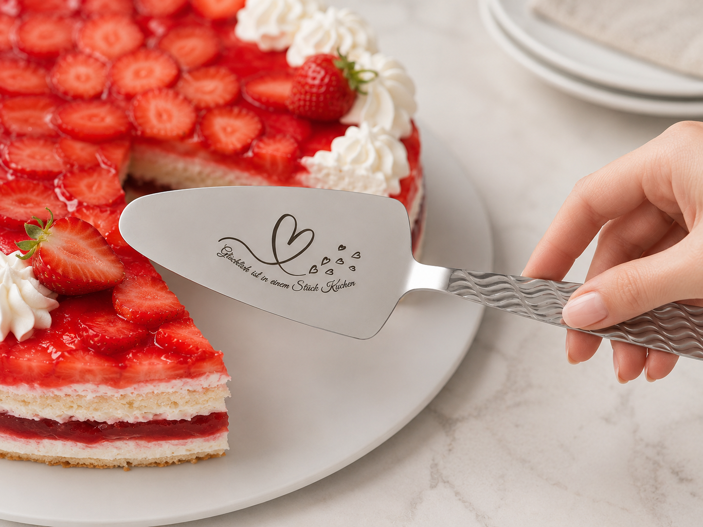 Personalized Cake Server Silver– Engraved Stainless Steel Wedding Gift