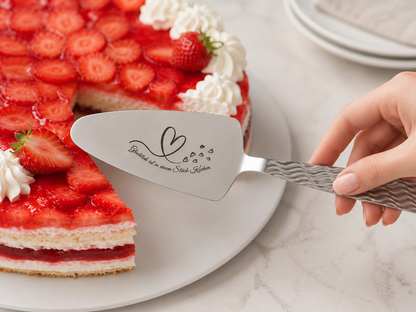Personalized Cake Server Silver– Engraved Stainless Steel Wedding Gift