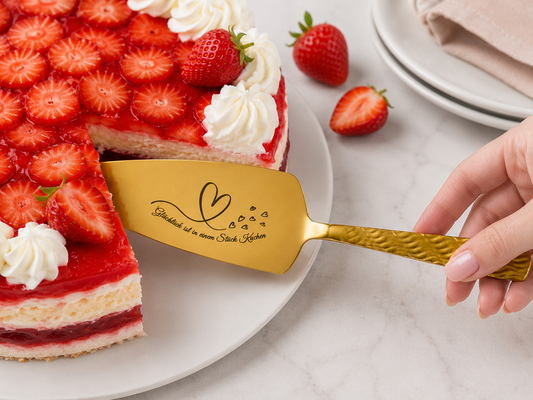 Personalized Cake Server Gold– Engraved Stainless Steel Wedding Gift