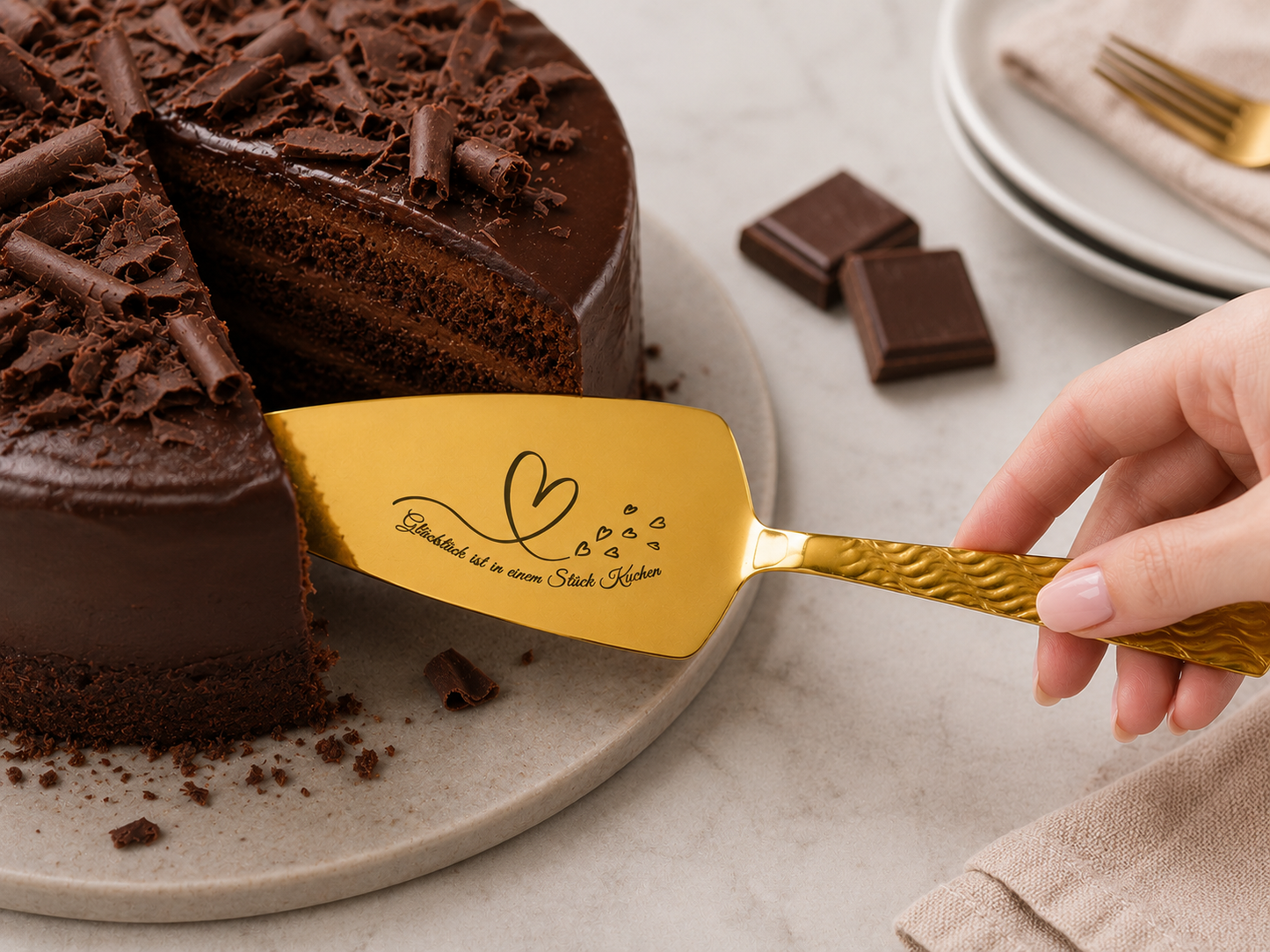 Personalized Cake Server Gold– Engraved Stainless Steel Wedding Gift