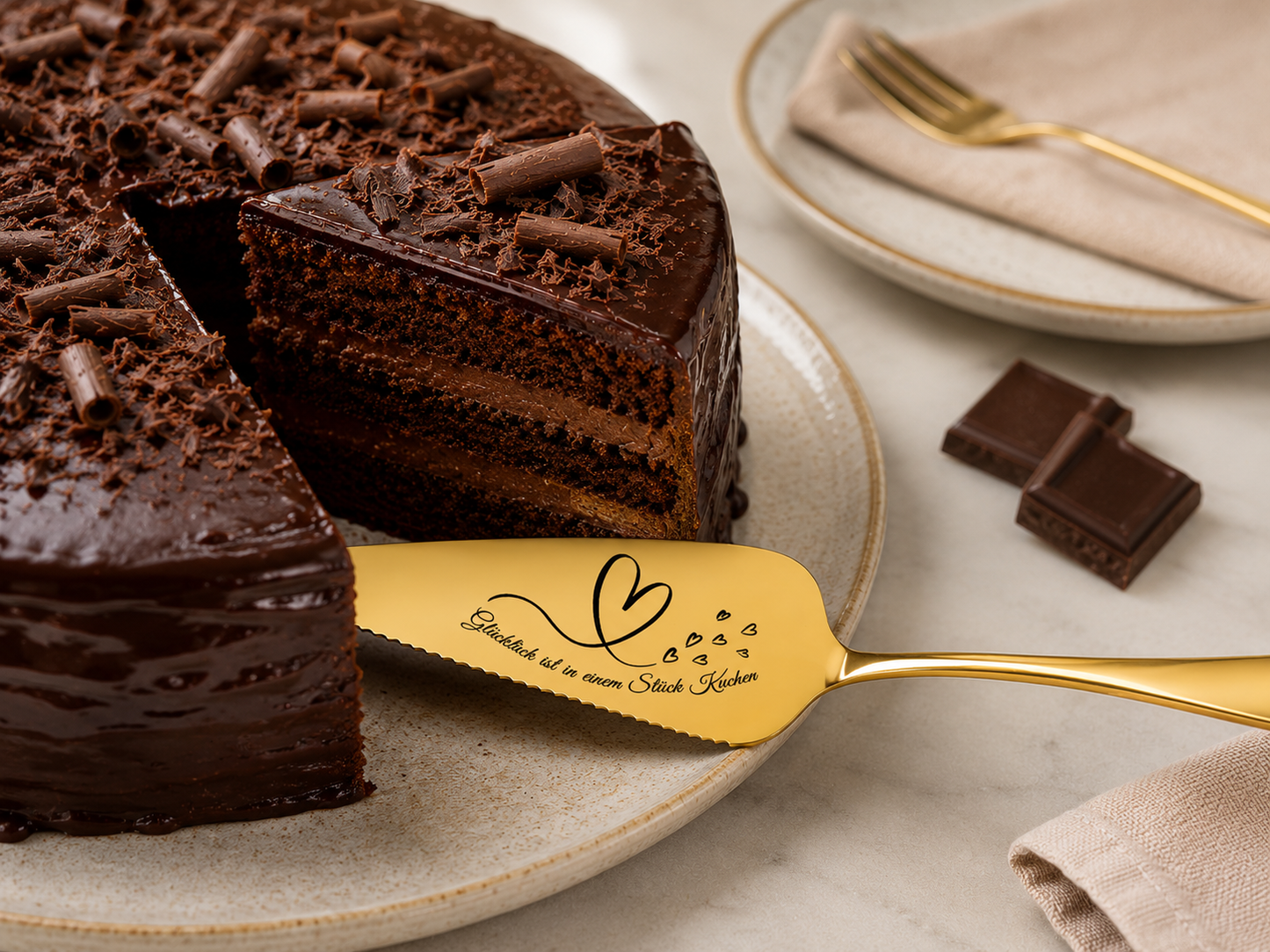 Personalized Cake Server Gold Set – Engraved Stainless Steel Wedding Gift