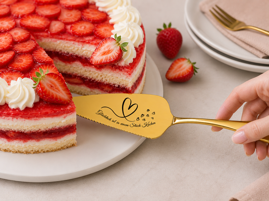 Personalized Cake Server Gold Set – Engraved Stainless Steel Wedding Gift