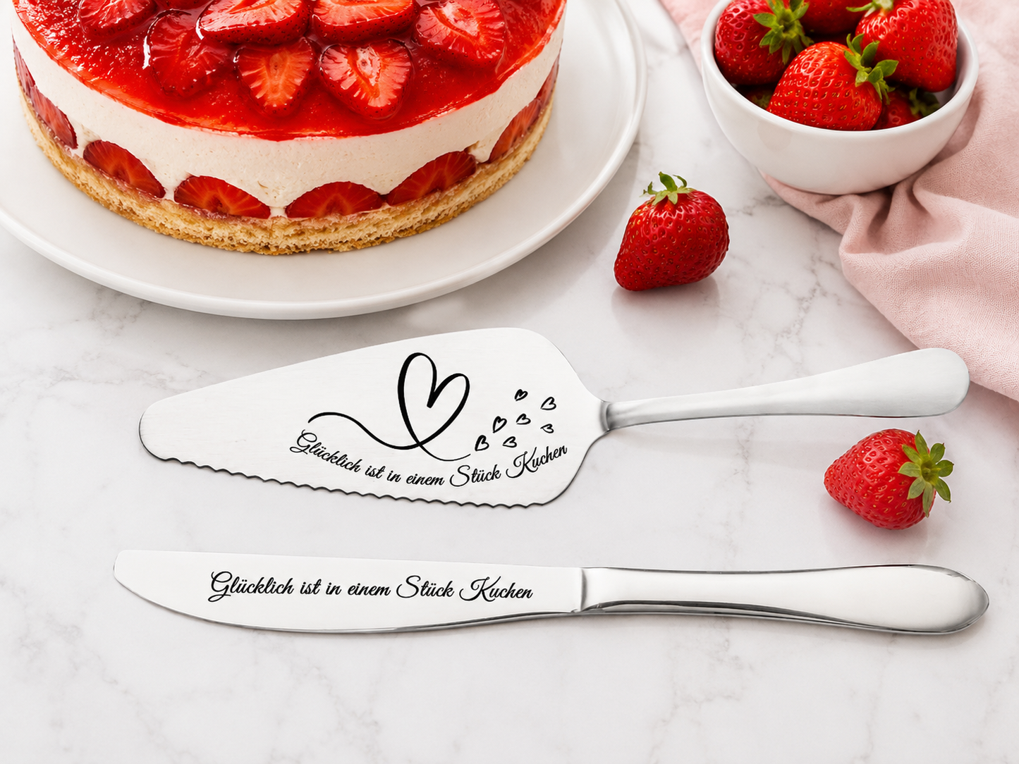 Personalized Cake Server Set – Engraved Stainless Steel Wedding Gift