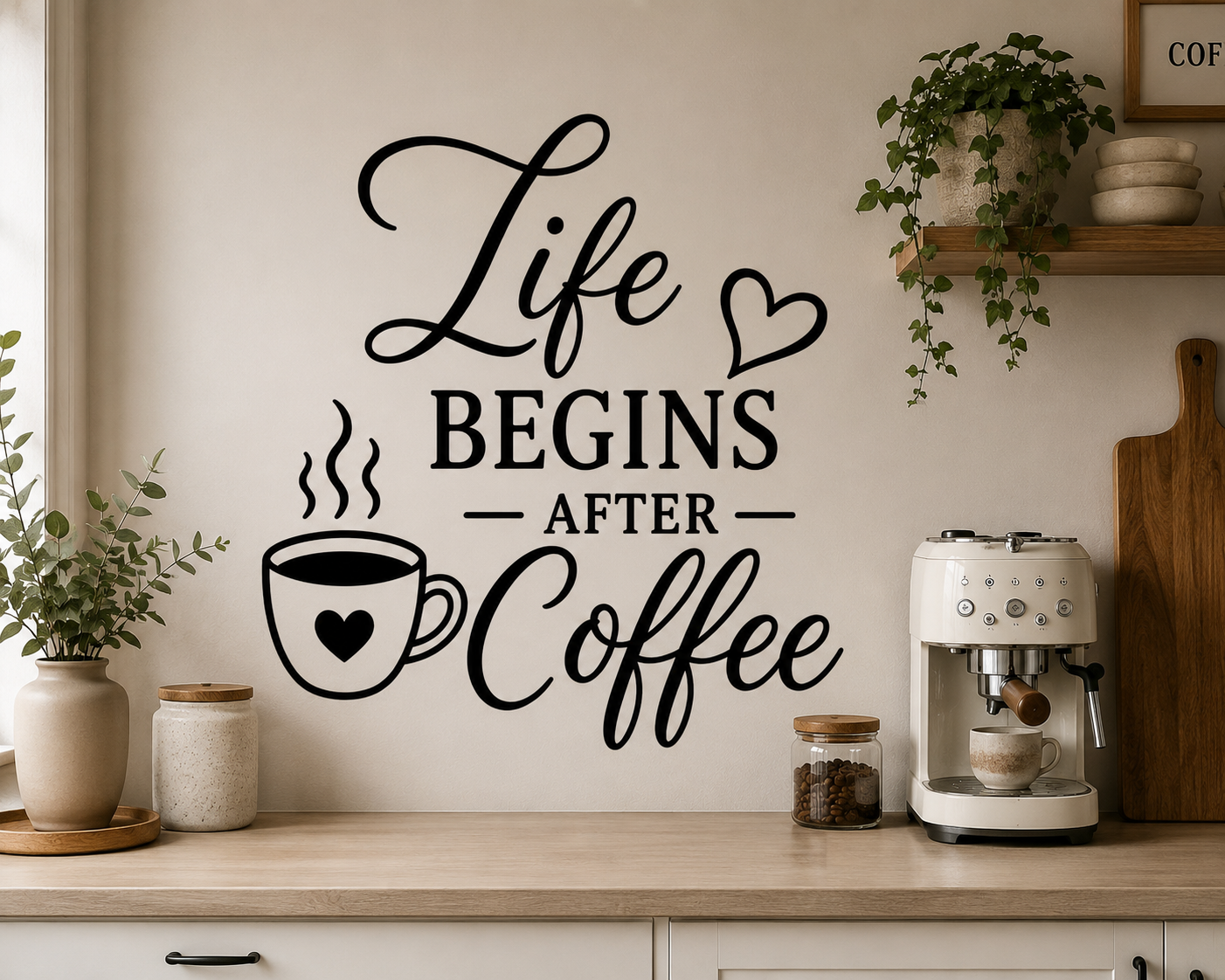 Life Begins After Coffee Wall Decal | Kitchen Vinyl Decor