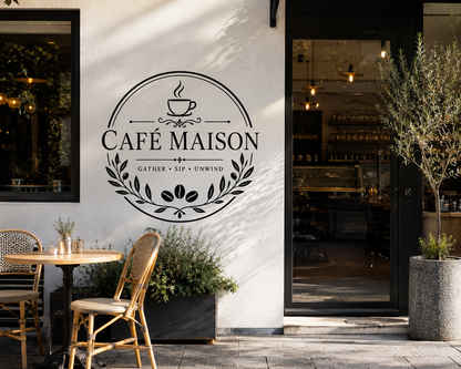 Coffee Shop Vinyl Sign | Custom Café Logo Sticker | Storefront Window Decor