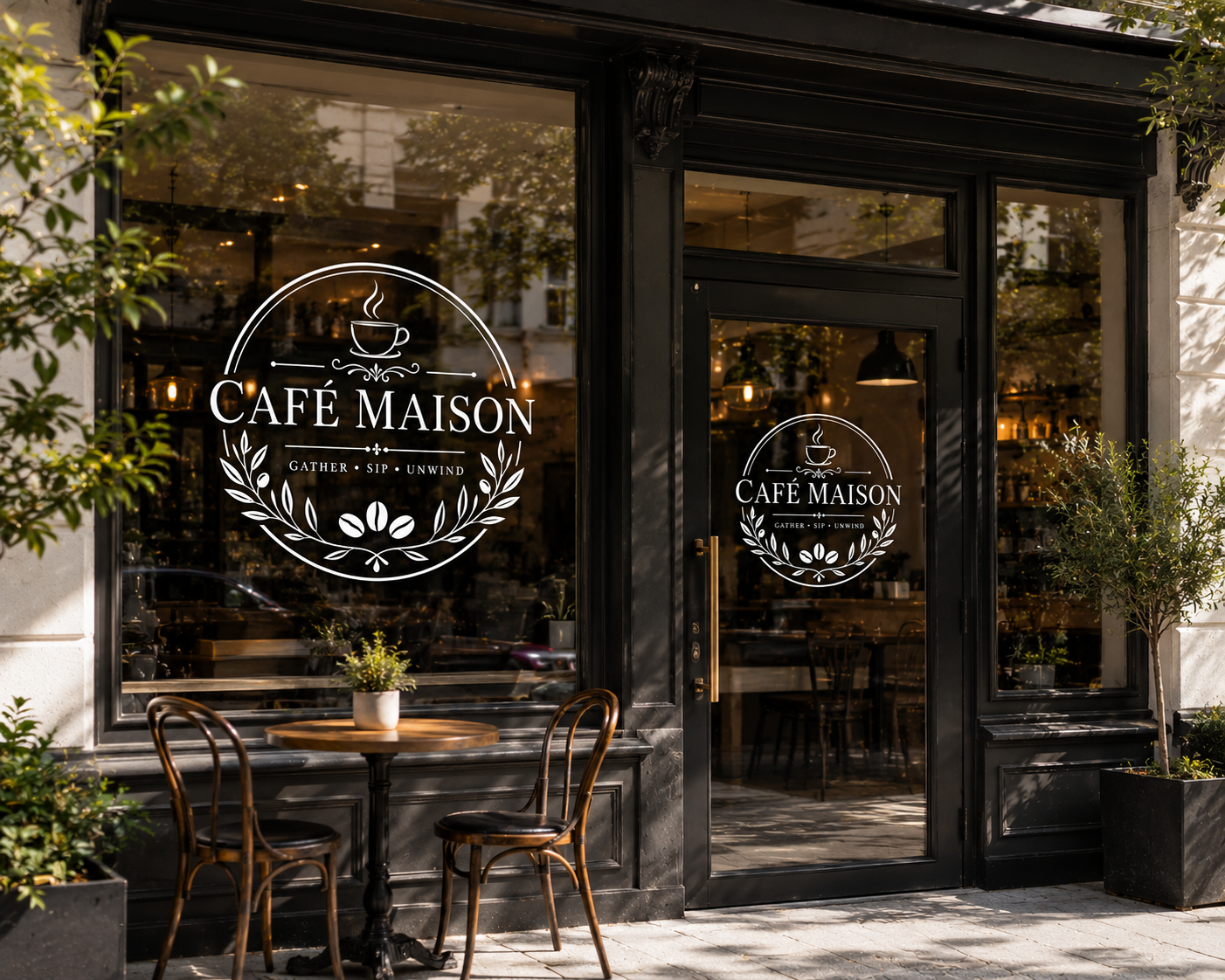 Coffee Shop Vinyl Sign | Custom Café Logo Sticker | Storefront Window Decor