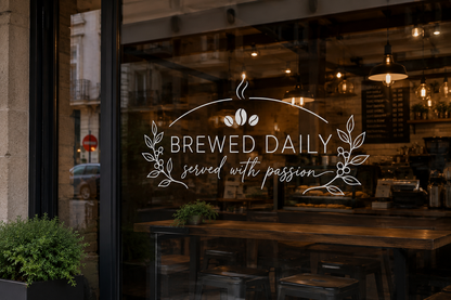 Personalized Coffee Shop Window Decal | Custom Café Vinyl Sticker