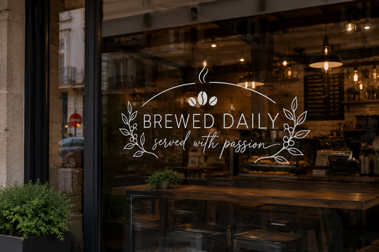 Personalized Coffee Shop Window Decal | Custom Café Vinyl Sticker