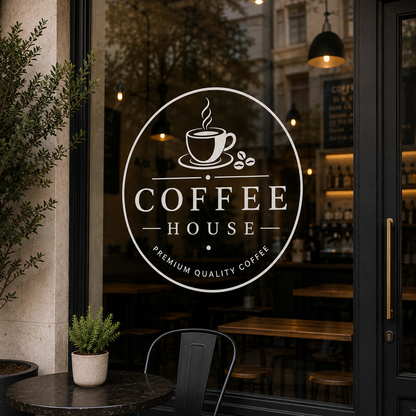 Coffee House Window Decal | Personalized Coffee Shop Vinyl Sign