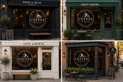 Coffee House Window Decal | Personalized Coffee Shop Vinyl Sign
