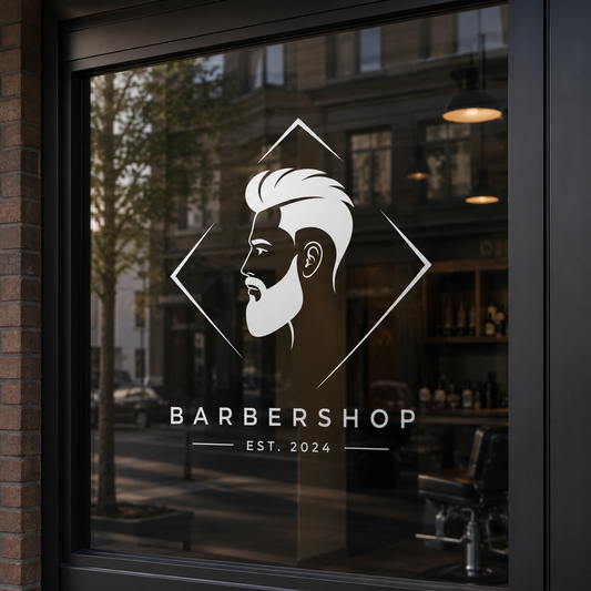 Barbershop Window Decal | Modern Barber Logo Vinyl Sign
