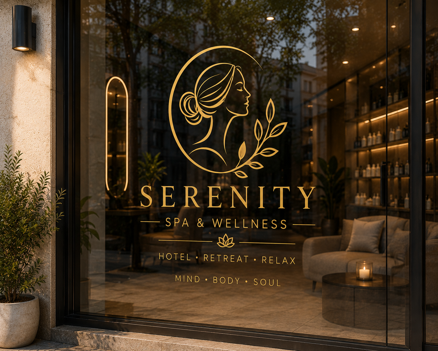 Custom Spa Window Decal | Personalized Wellness Hotel Sign