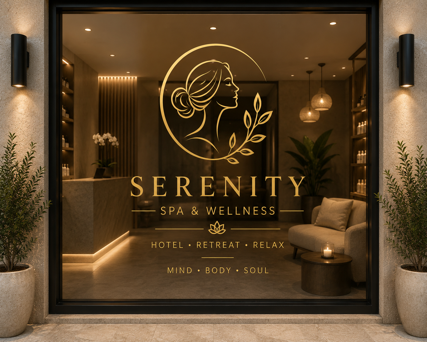 Custom Spa Window Decal | Personalized Wellness Hotel Sign