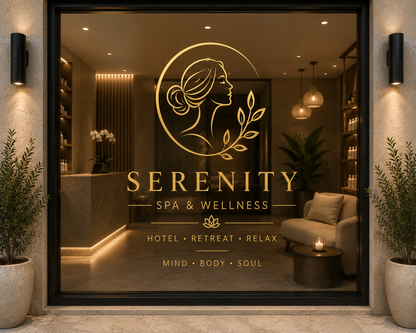 Custom Spa Window Decal | Personalized Wellness Hotel Sign