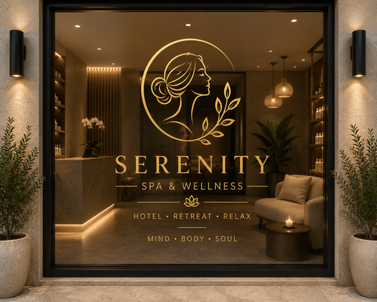 Custom Spa Window Decal | Personalized Wellness Hotel Sign