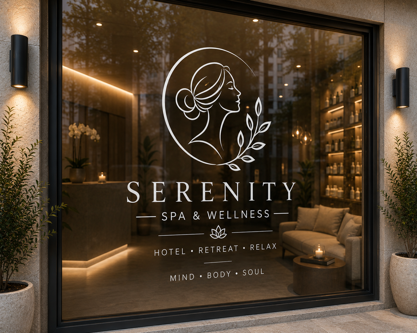 Custom Spa Window Decal | Personalized Wellness Hotel Sign
