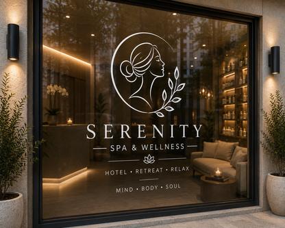 Custom Spa Window Decal | Personalized Wellness Hotel Sign