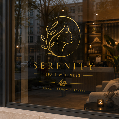 Custom Spa & Wellness Window Decal | Personalized Luxury Hotel Sign