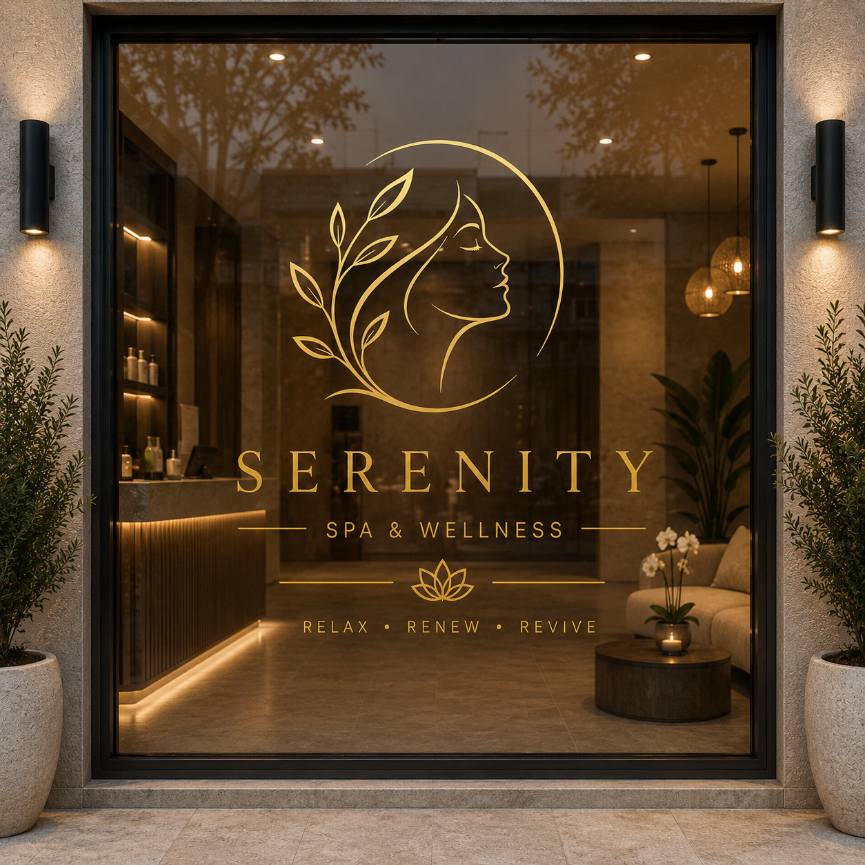 Custom Spa & Wellness Window Decal | Personalized Luxury Hotel Sign