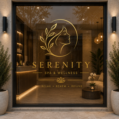 Custom Spa & Wellness Window Decal | Personalized Luxury Hotel Sign