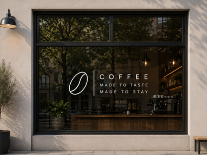 Coffee Made to Taste Window Decal | Personalized Café Vinyl Sticker