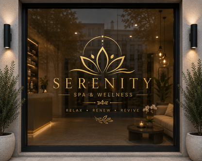 Custom Spa & Wellness Window Decal | Personalized Lotus Vinyl Sign