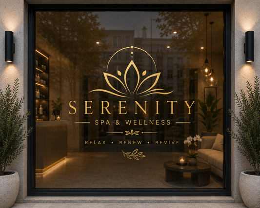 Custom Spa & Wellness Window Decal | Personalized Lotus Vinyl Sign