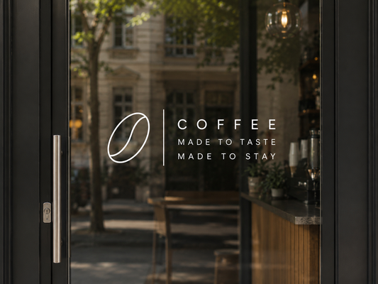 Coffee Made to Taste Window Decal | Personalized Café Vinyl Sticker