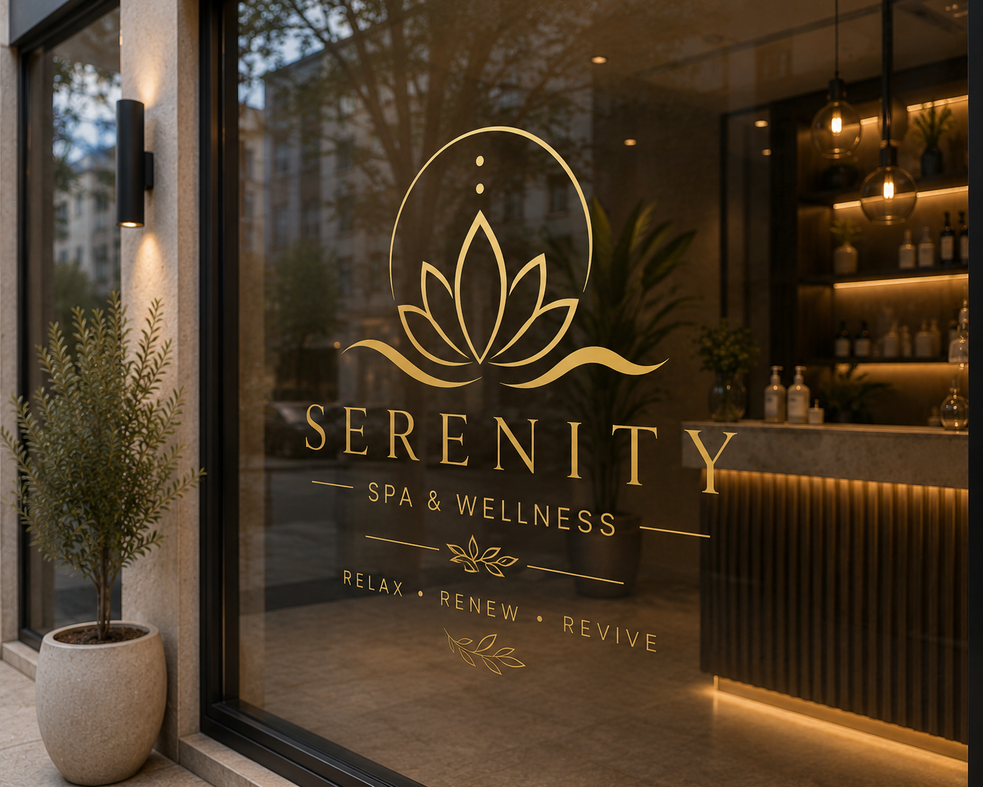 Custom Spa & Wellness Window Decal | Personalized Lotus Vinyl Sign