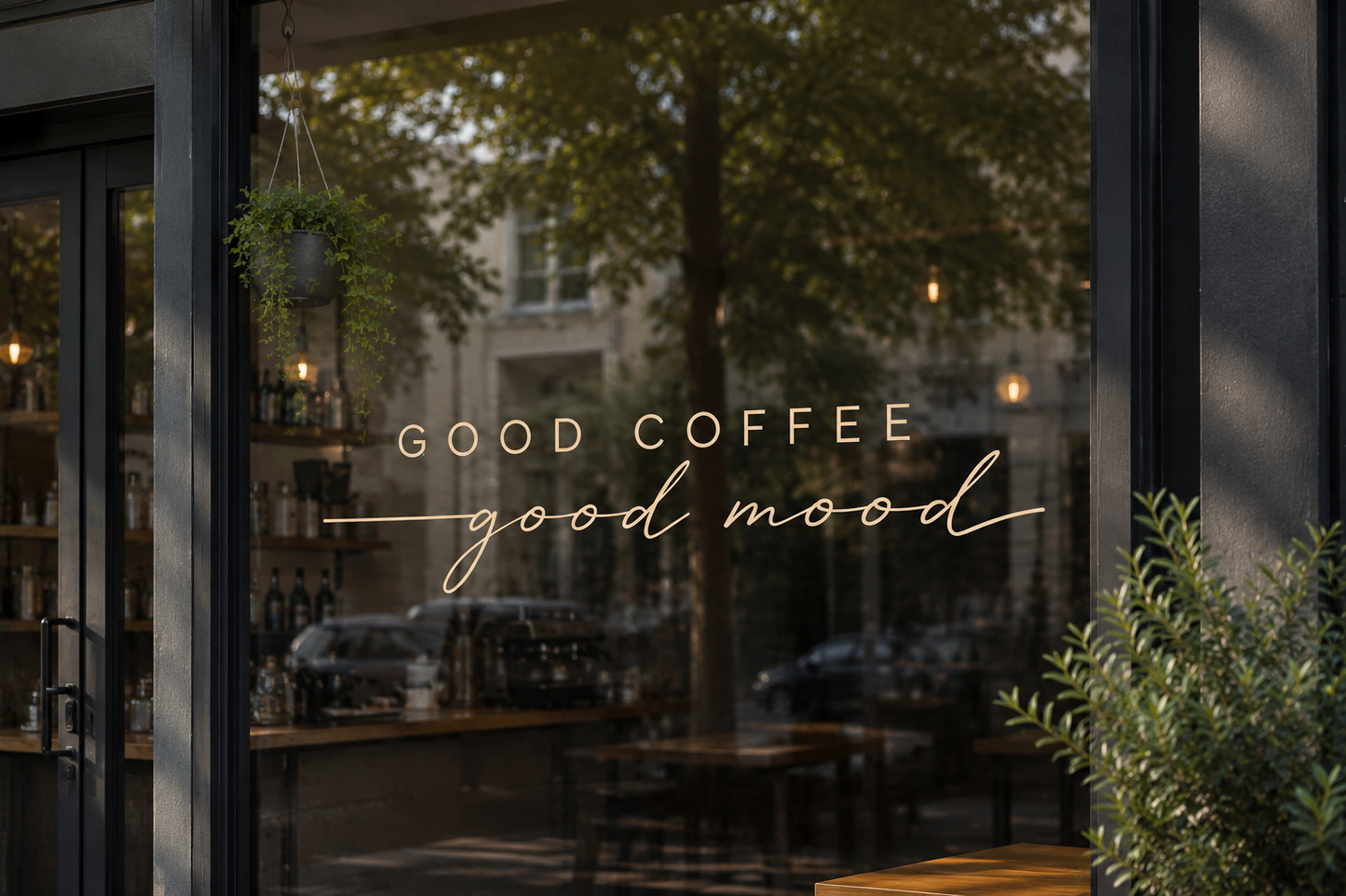 Good Coffee Good Mood Window Decal | Café Vinyl Sticker