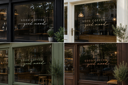 Good Coffee Good Mood Window Decal | Café Vinyl Sticker