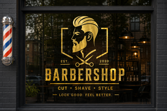 Modern Barbershop Logo Window Decal