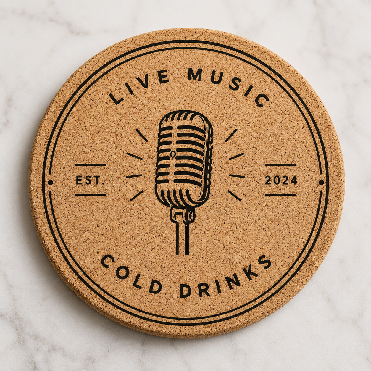 Encore Cork Coaster | Personalized Laser Engraved Bar Coaster