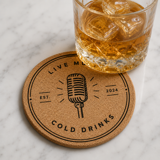 Encore Cork Coaster | Personalized Laser Engraved Bar Coaster
