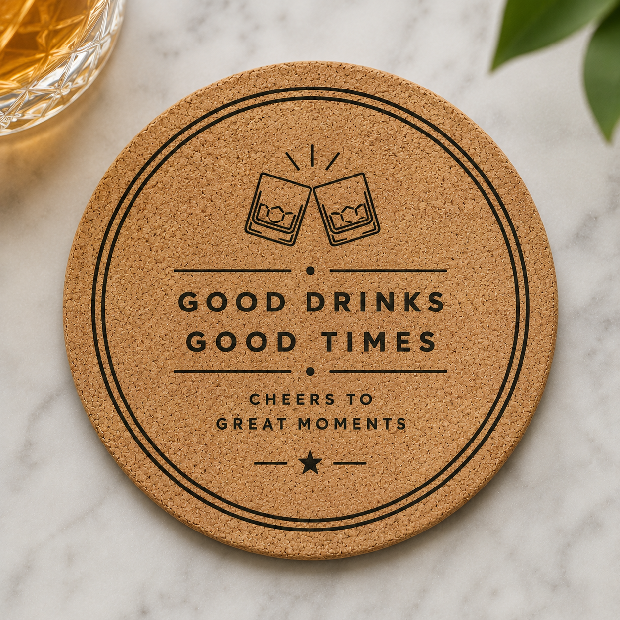 Encore Cork Coaster | Personalized Laser Engraved Bar Coaster