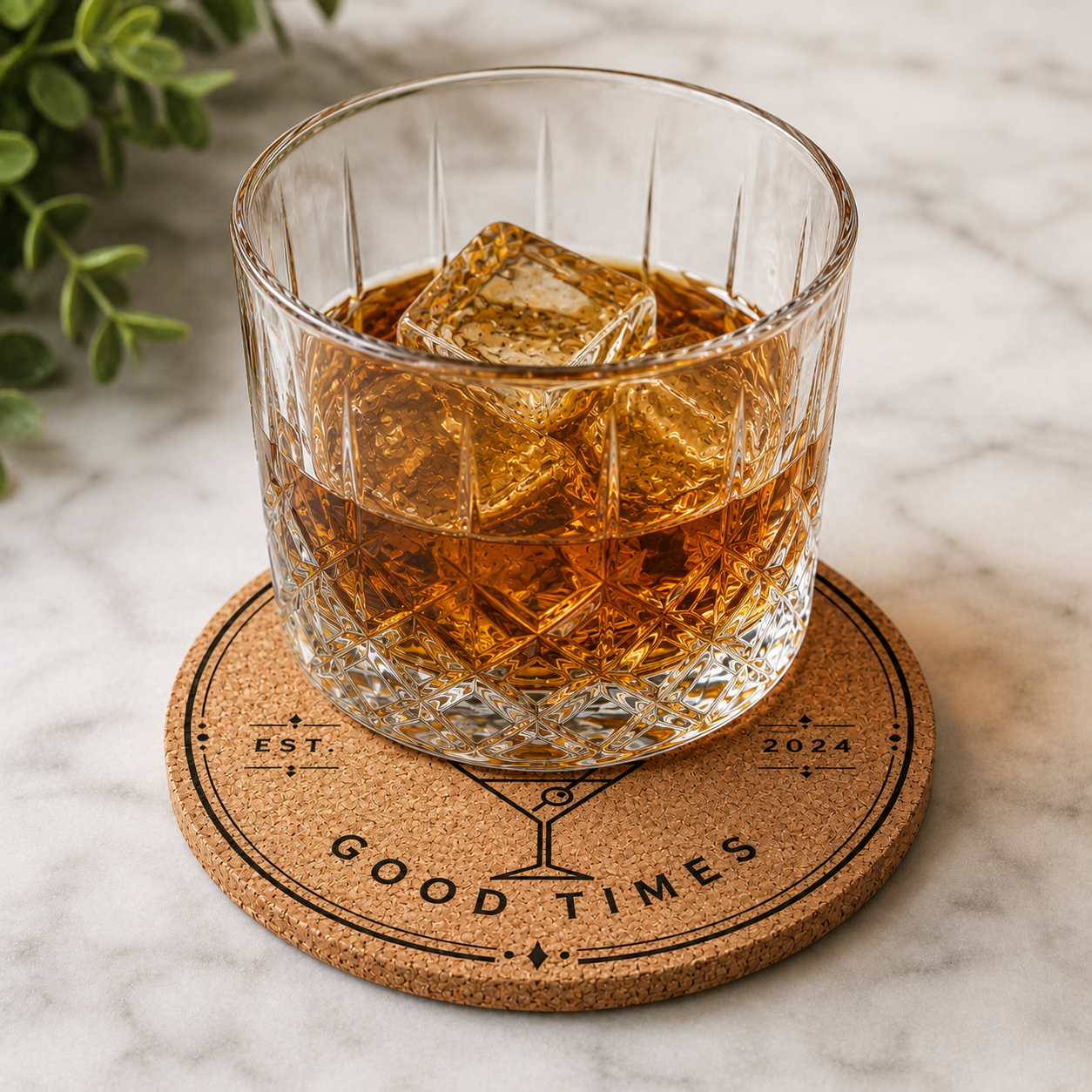 Signature Cork Cocktail Coaster | Personalized Laser Engraved Bar Coaster
