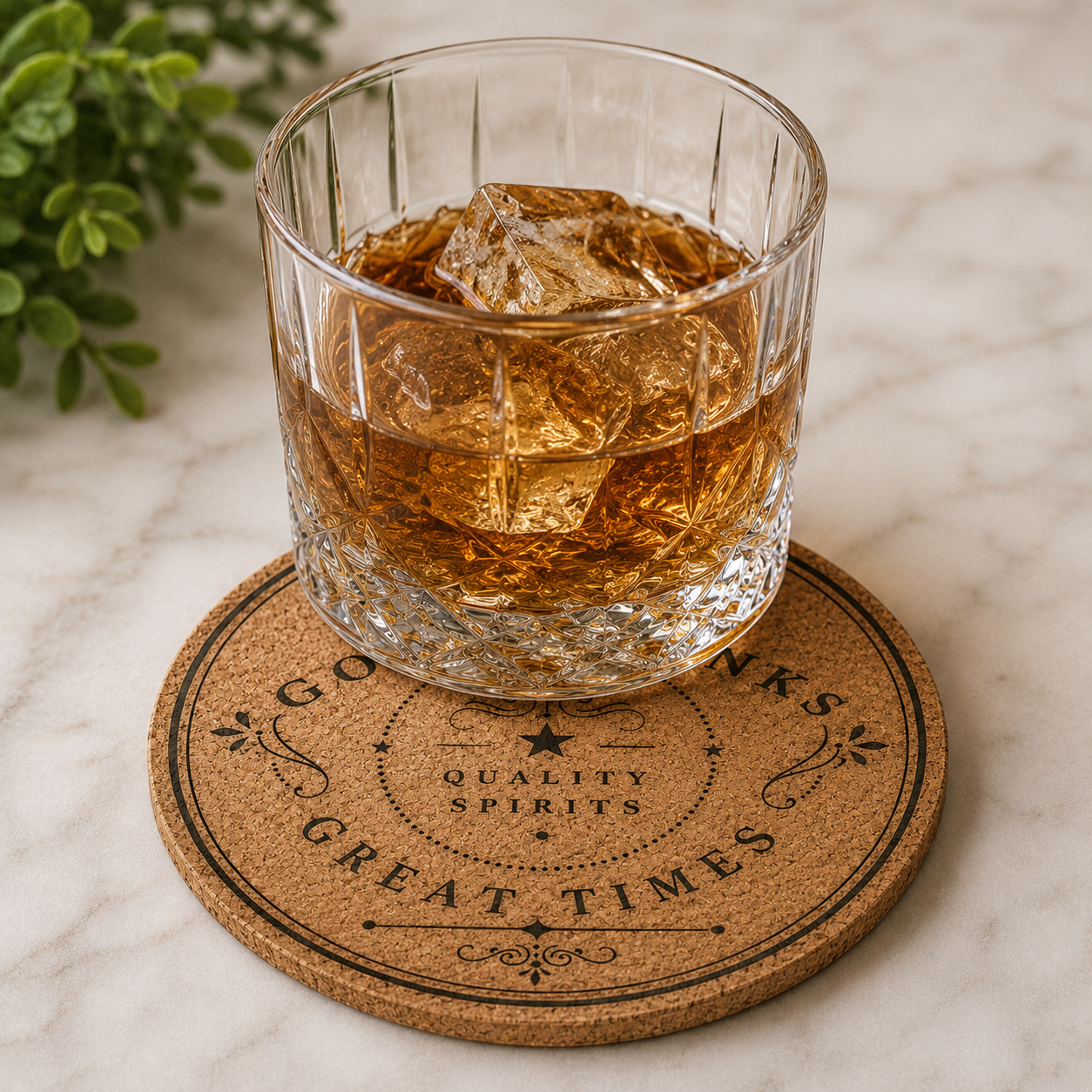 Speakeasy Cork Coaster | Laser Engraved Bar Coaster