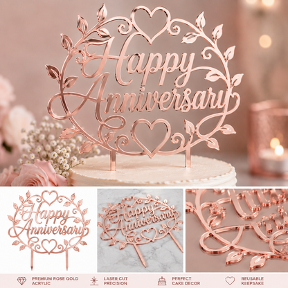 Happy Anniversary Cake Topper- Acrylic Cake Decoration