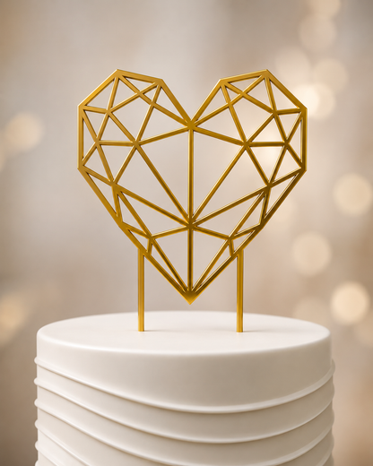 Geometric Heart Cake Topper