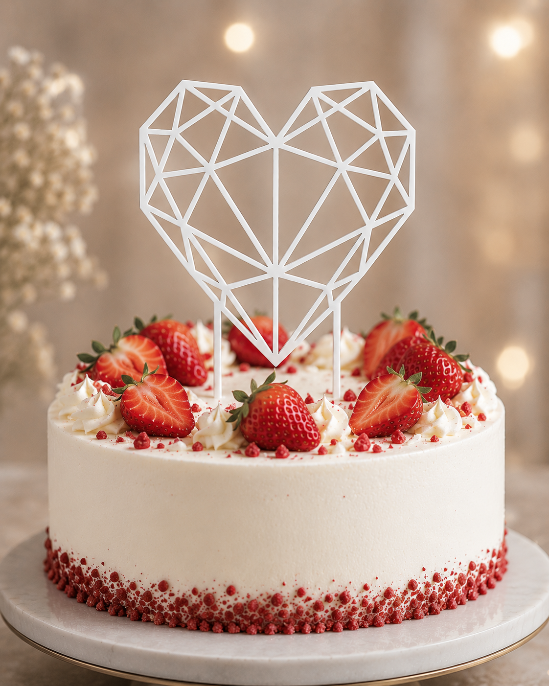 Geometric Heart Cake Topper