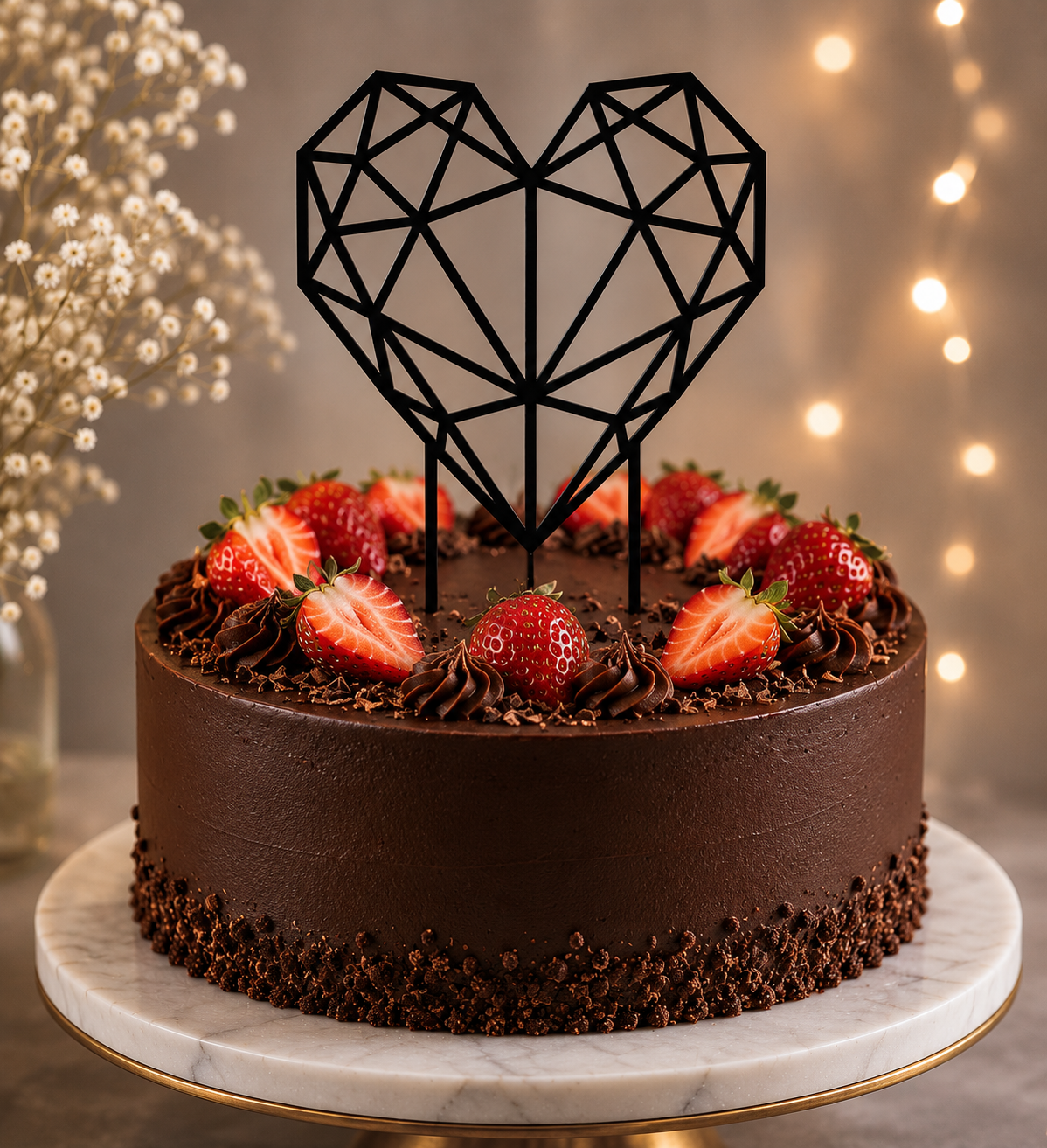 Geometric Heart Cake Topper