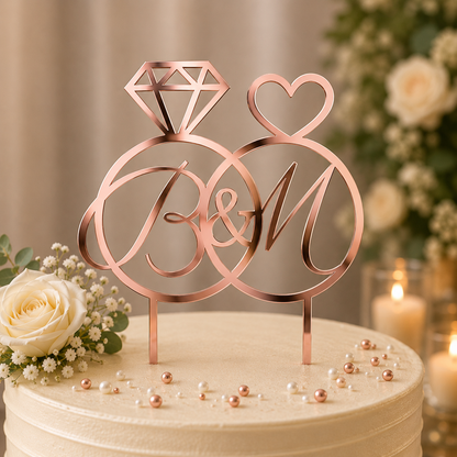 Personalized Interlocking Rings Cake Topper