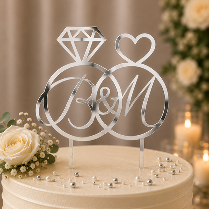 Personalized Interlocking Rings Cake Topper