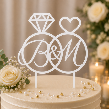 Personalized Interlocking Rings Cake Topper